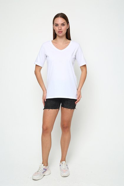 Super Quality V-Neck Regular Fit Basic Tunic with Side Slits