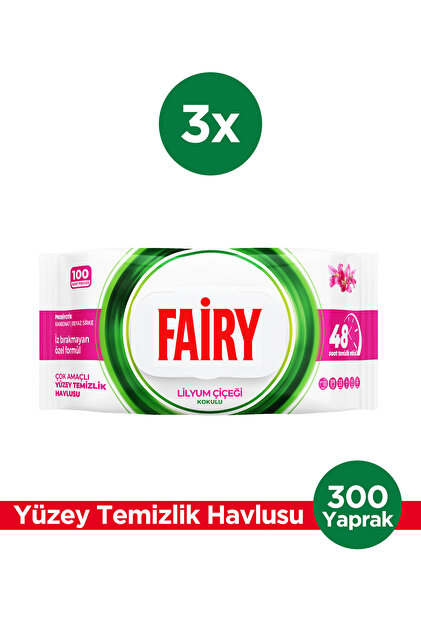Çok Amaçlı Yüzey Temizlik Havlusu 100 Yaprak 3 Adet | Lilyum Çiçeği | Beyaz Sirke Karbonat