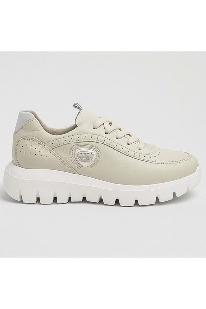 D25Ya-3485 Women's Genuine Leather Casual Shoes Cream