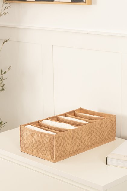 7 Compartment Beige Cabinet Drawer Accordion Folding Socks Clothing Laundry Organizer Organizer