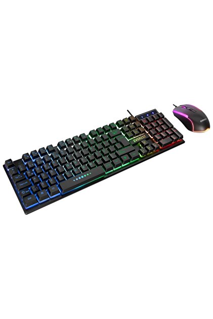 Everest Klavye Mouse Set Oyuncu Gökkuşağı Aydınlatmalı KM-198