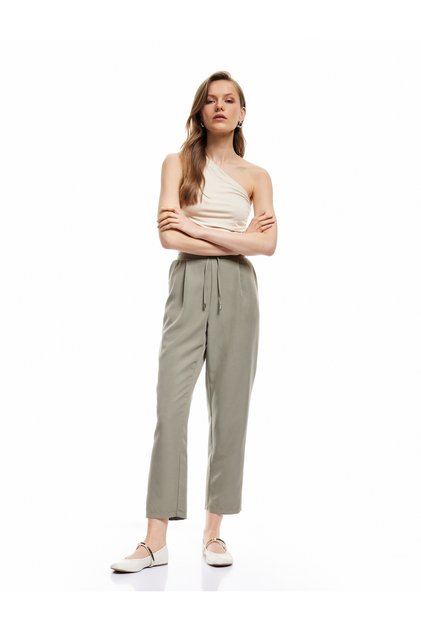 Modal Fabric Blended High Waist Pocket Carrot Cut Jogger Pants