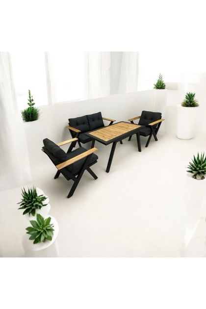 Dekoroom's Zeta 2 1 1 Masa Minderli Set Bahçe, Balkon, Koltuk