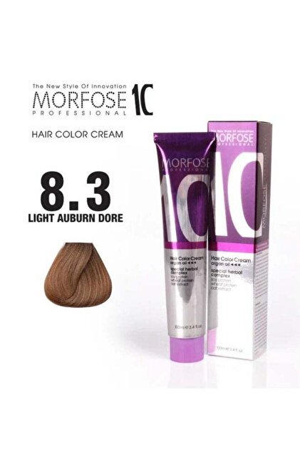 Morfose 10 Hair Color Cream: Argan Oil Blend - 8.3 Golden Blonde 100ml