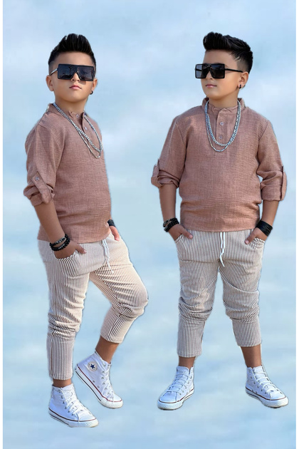 Children's Linen Shirt Pants Suit