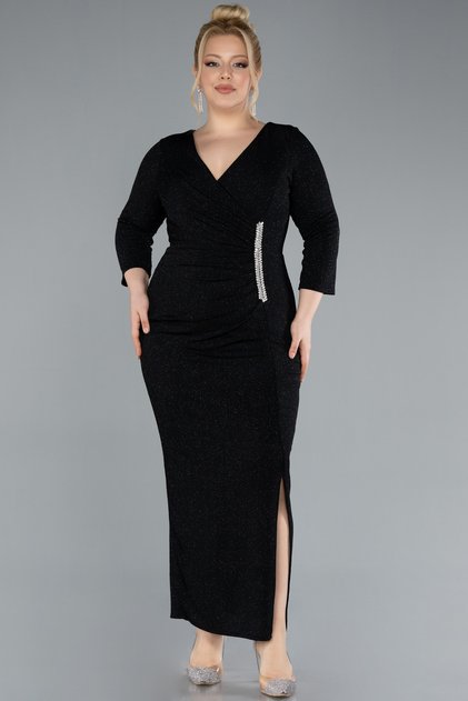 Capri Sleeve Midi Glitter Plus Size Evening Dress