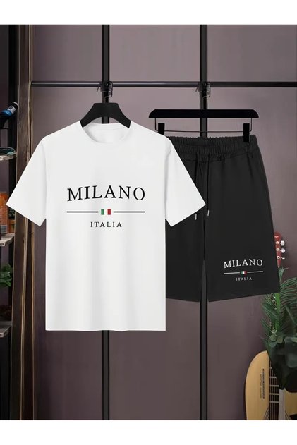Milano Italia Printed T-Shirt - Shorts Sports Tracksuit Set