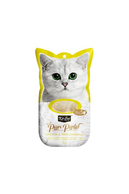 Kit Cat Purr Puree Chicken & Fiber (Hairball) Cat Treats - 4 x 15g