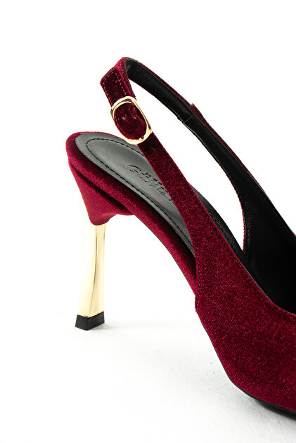 princess polly baby blue dress Güllü Shoes Burgundy Velvet Gold Heeled Stiletto | Stylish Evening Dress  Thin Heeled Women's Shoes