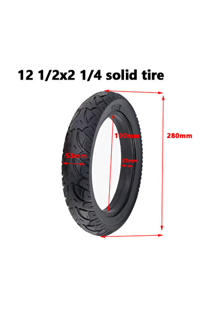 إطارات صلبة مقاس 12 1/2×2 1/4 12 بوصة مناسبة لاستبدال الإطارات على مقاسات 12×2.125 و12×2.0 و12 1/2×21/4 بوصة