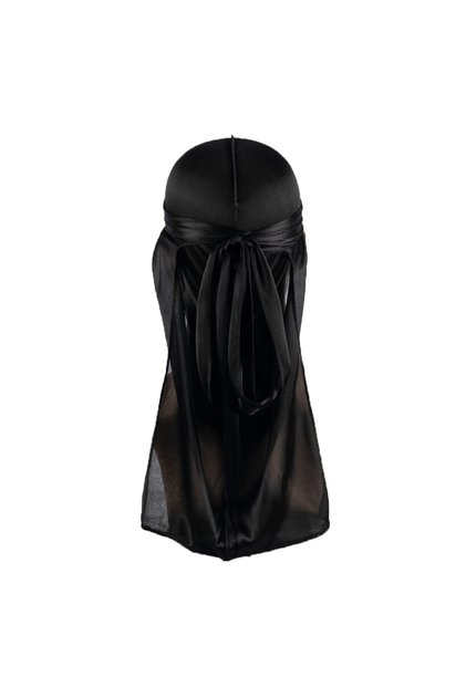 4801BLACK Men's Silk Durag Shower Cap Bandana Silky Du Rag Doo Rag Long Tail Waves Cap