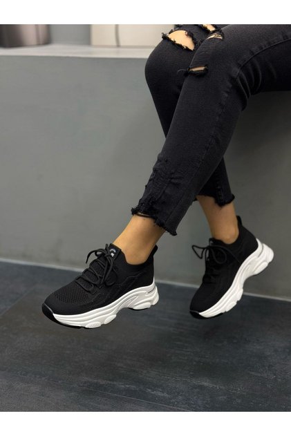 Black Knitwear Stone Women's Casual Sports Shoes