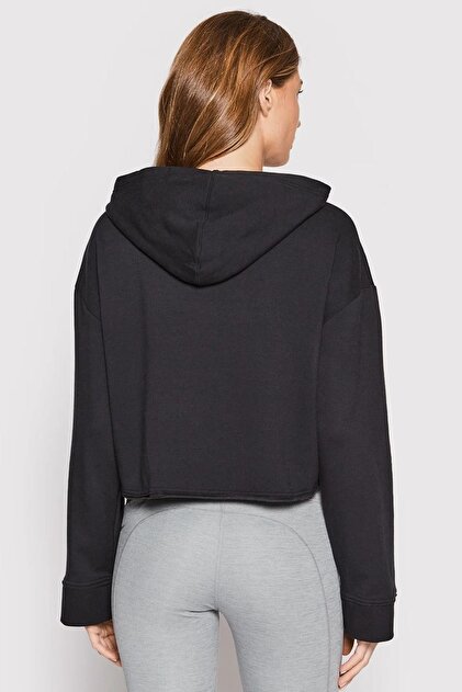 nike training yoga luxe cropped hoodie in black