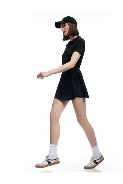 High Waist Mini Sports Shorts Skirt with Binding Detail
