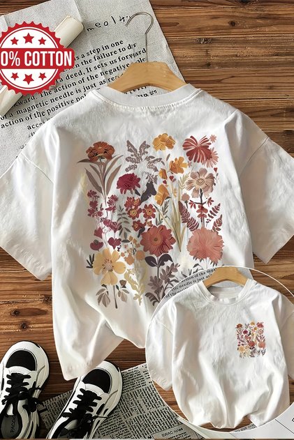 Premium Natural Flowers Back Printed Trend T-Shirt 23617