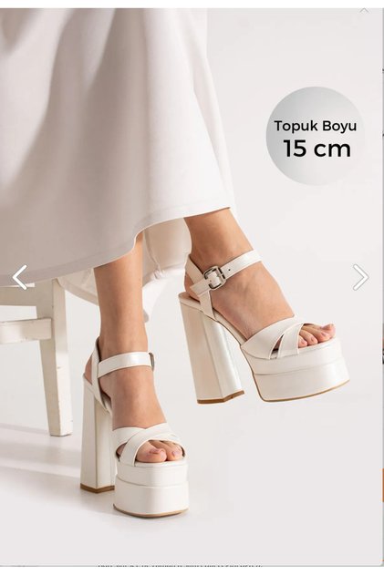 YÜKSEK 15cm Gelin Ayakkabısı, kırık beyaz sedef deri, çok hafiftir, altı kaymaz. Koşma Garantili.