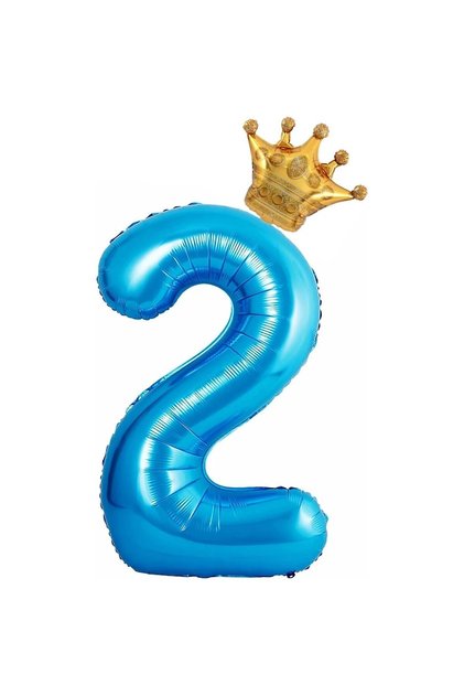Balon din folie Coroană Numărul 2 Albastru 100 cm