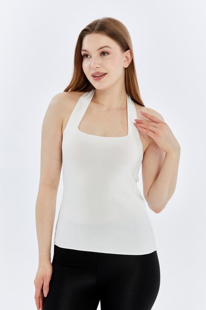Halter Neck Fitted/Fitted Stretchy Blouse
