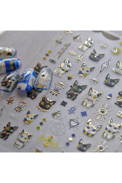 1pcs to3659 1pcs 5D Egypt Cat Nail Art Kawaii Stickers Bronzing Cartoon Cat Design Self Adh