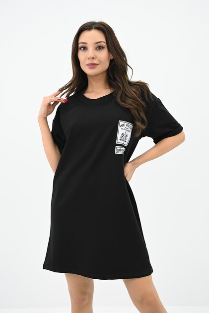 Women's Printed Oversize T-shirt Dress 5218-24