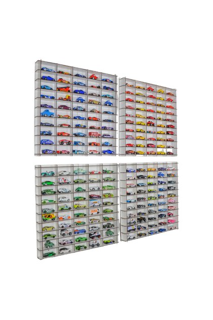 Standard 200 Araç Oyuncak Araba Rafı, 1:64 Ölçek Uyumlu Metal Oyuncak Araç Garaj Duvar Vitrini