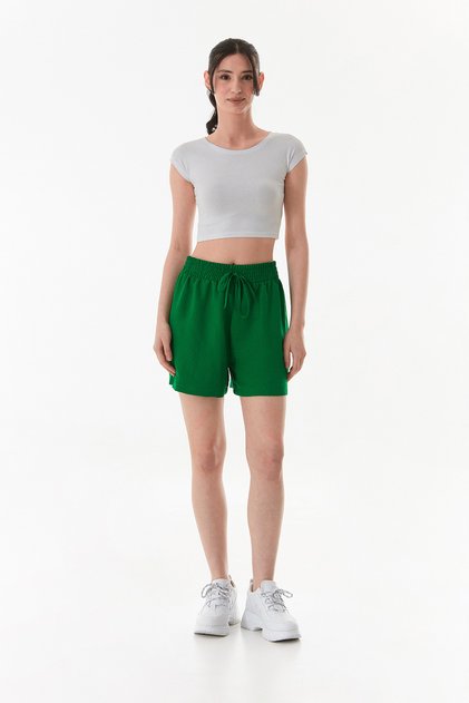 Basic Ayrobin Fabric Waist Lace up Shorts