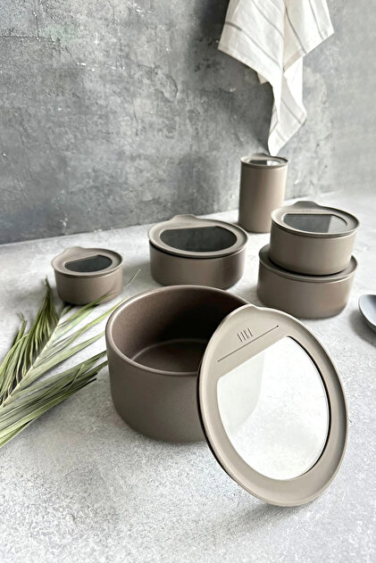 家具セット3️⃣ NEOFLAM Fika One 6'lı Doğal Seramik Mutfak Saklama Kabı Seti Gri