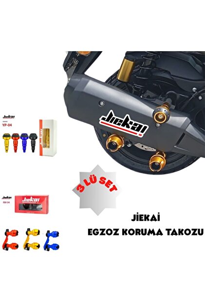 Jiekai Yamaha Xmax 250-400 Uyumlu *kırmızı * 3 Lü Cnc Egzoz Koruma