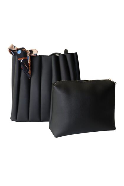 Premium QualityPleated Shoulder Bag, Accordion Bag, Ribbon, Pleated Shoulder Bag