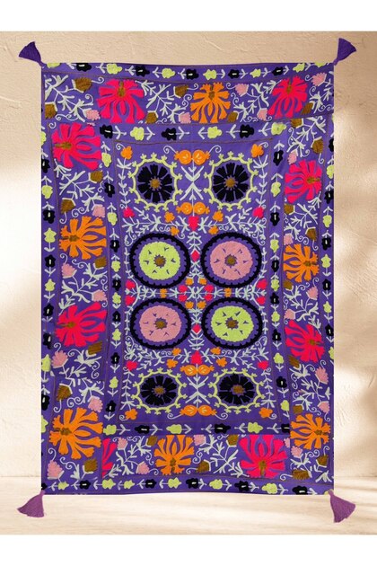 Haryana Collection Multi-Colored Abstract Floral Figured Patterned Woven Base Vintage Decorative Carpet 04