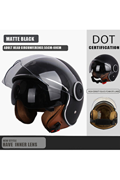 Daytona Cruiser 3/4 Open Face Helmet Dull Black - View #9