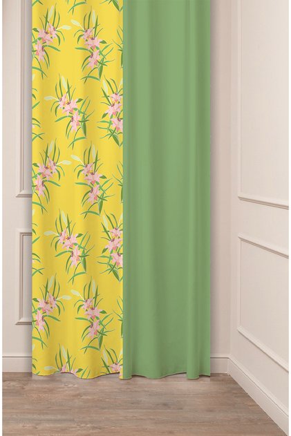 Special Design Bohemian Flower Leaf Lily Patterned Digital Printed (Single Wing) Modern Stylish Style Background Curtain