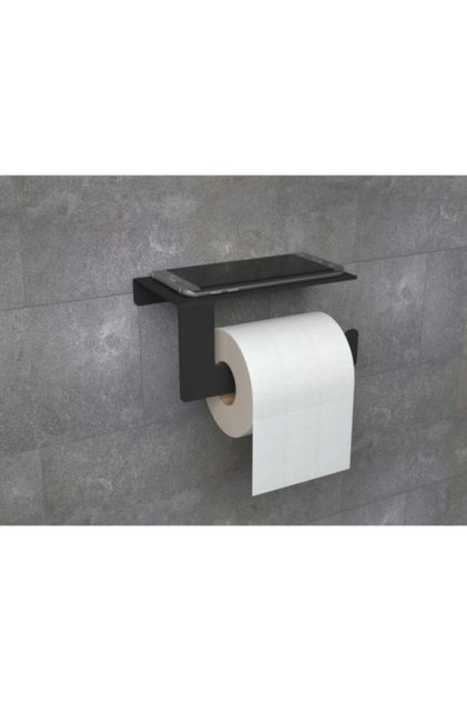 Metal Mat Siyah Telefon Tutacaklı Tuvalet Kağıtlığı, Wc Tuvalet Kağıtlık Mt44s