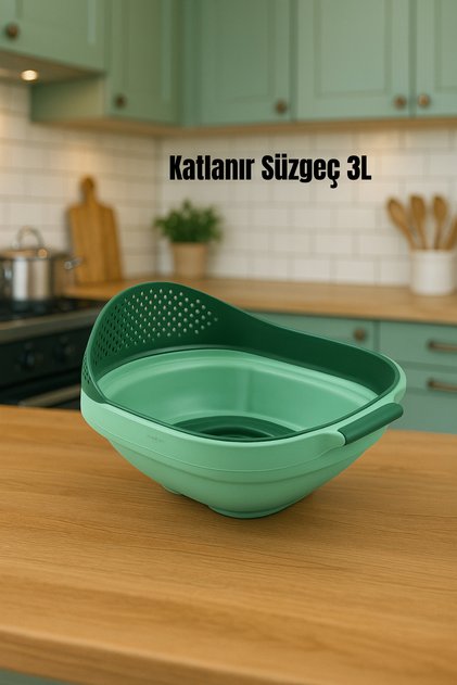 Katlanır Süzgeç, Akordiyon Süzgeç, Pirinç Süzgeci, Çok Amaçlı Katlanır Yıkama Süzgeci 3 Litre