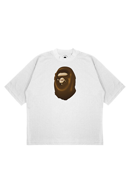 TRAGEDY Unisex A BATHING APE 3D Baskılı Boxy Fit Kalın Kumaşlı T