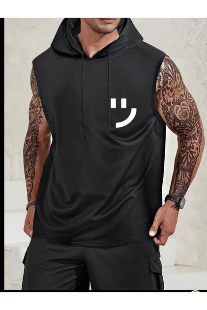 Oversize hooded zero sleeveless DIGITAL PRINTED T-SHIRT
