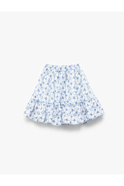 Cotton Brode Layered Floral Skirt