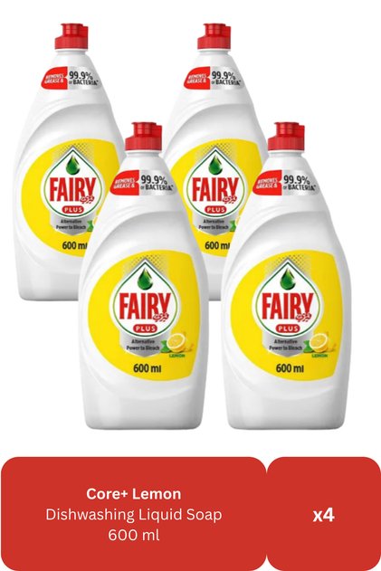 Dishwashing Liquid | Lemon | 600 ml x 4 | Family Value Pack