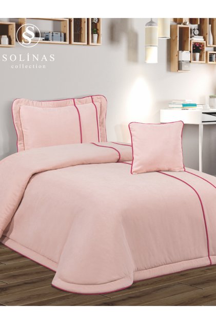 Cuvertură de pat de o persoană cu nervuri fucsia matlasată Livia Powder