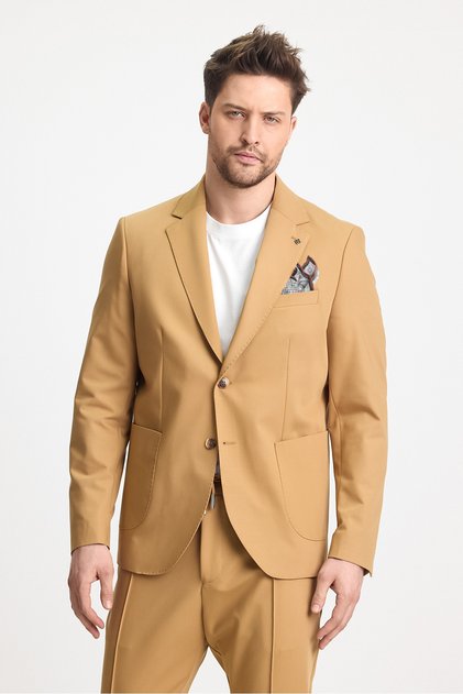 Wilson Men's Camel Cotton Blended Cool Summer Cloth Slim Fit Half Lined Sports Blazer Jacket