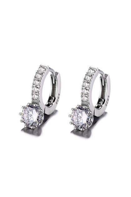 Cercei Tortițe Elegante din Argint 925, cu Zirconiu, Placate cu Rodiu, Stil Clasic