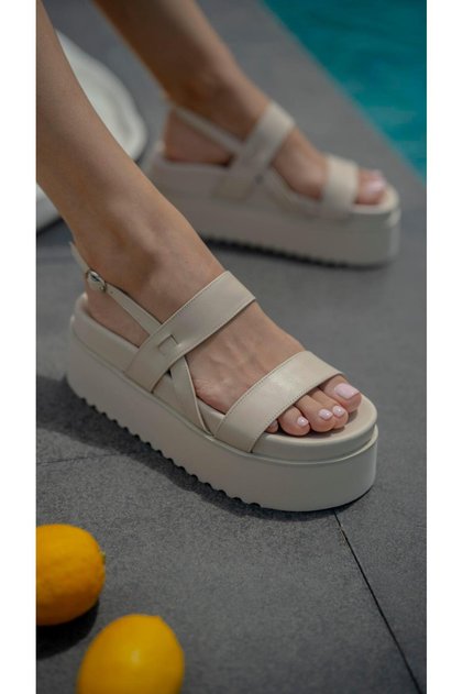 Eli Bej Hakiki Deri Kadın Sandalet