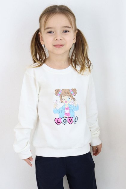 Girl's Sweatshirt Girl Printed 1.5-5 Years, Ecru