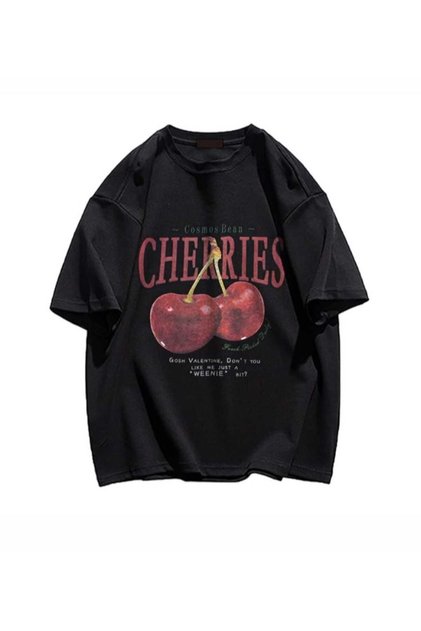 Red Cherries Printed Oversize Unisex Tshirt