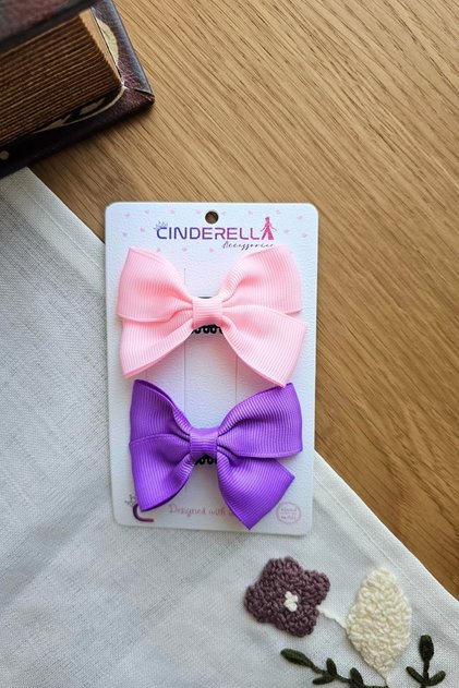 Set of 2 Satin Bow Hairless Baby Buckle 7cm - Grogen Noisy Girl Crimea Buckle Set