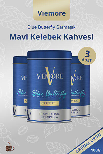 3 Adet - Blue Butterfly Sarmaşık Ekstresi Içeren Kahve - Mavi Kelebek Kahvesi 300g