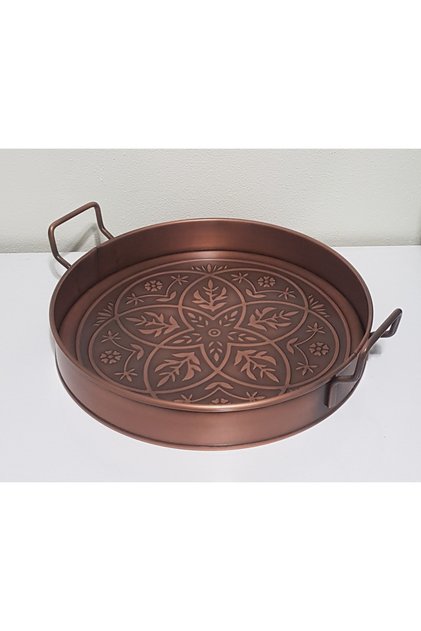 BAKIR KAPLAMA TEPSİ 2 Lİ SET 37 CM 45 CM