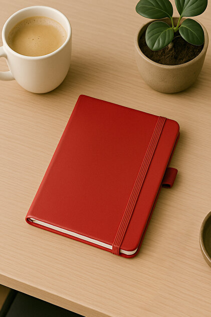 Red Mini Pocket Size Thermo Leather Hard Cover Notepad Elastic Portable Notebook Planner