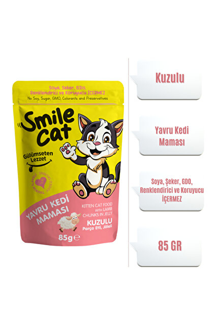 SMILE Cat Pouch Yavru Kedi Maması Kuzulu 85 gr. - Fiyatı, Yorumları