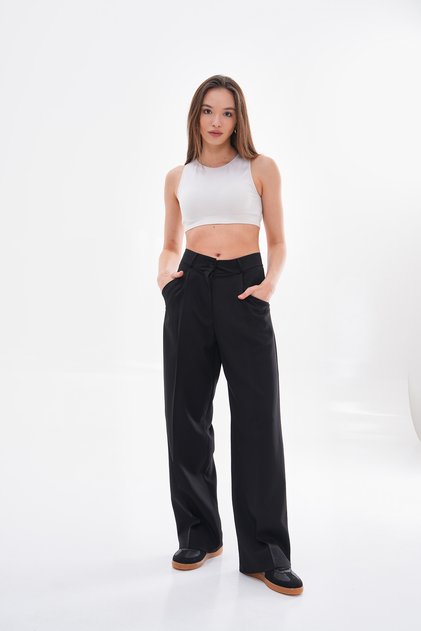 Women's New Season Pleated Fabric High Waist Palazzo Pants